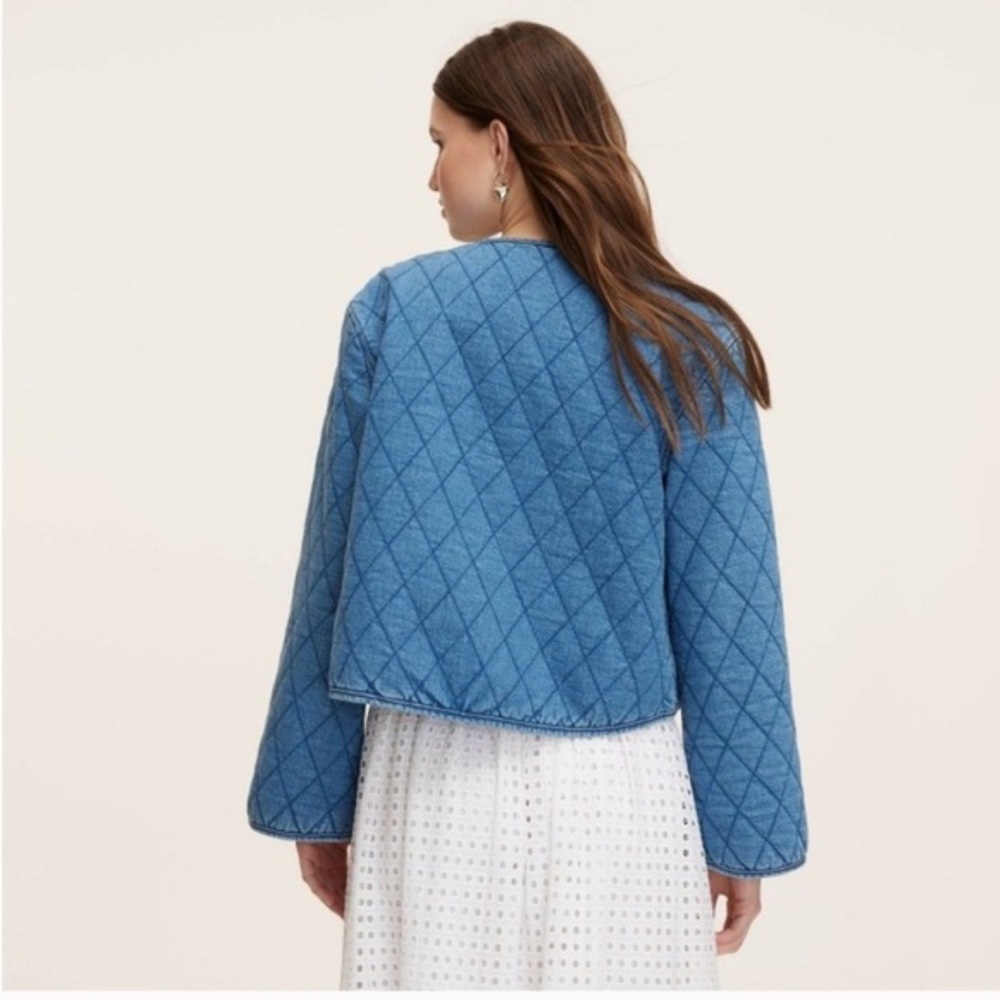 Kate Spade X Target Blue Chambray Quilted Women's Jacket w/ pearl buttons - Picture 7 of 10